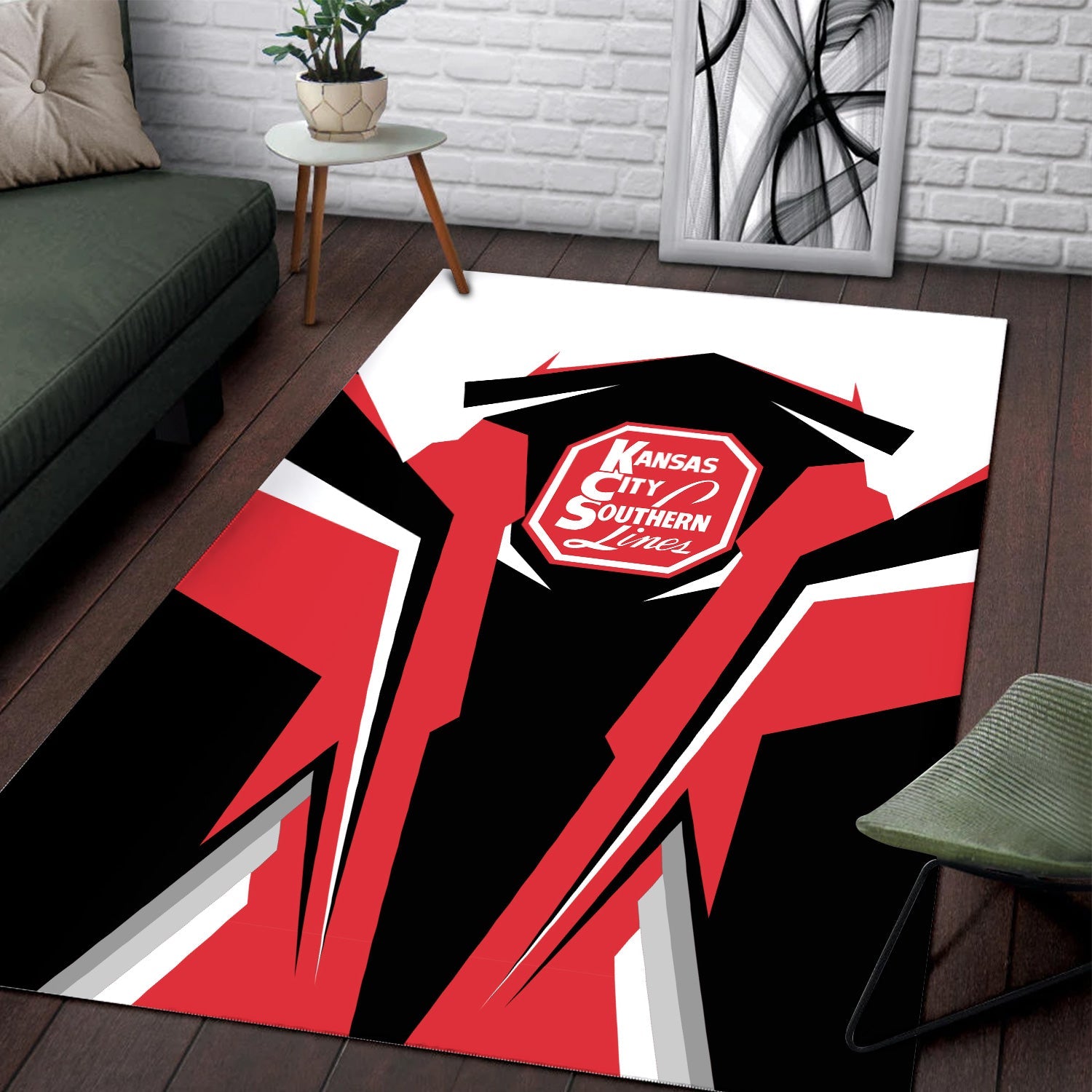Railspirit Personalized Kansas City Southern Area Rug Strong Line Style  Train Area Rug Gift Idea For Train Lover