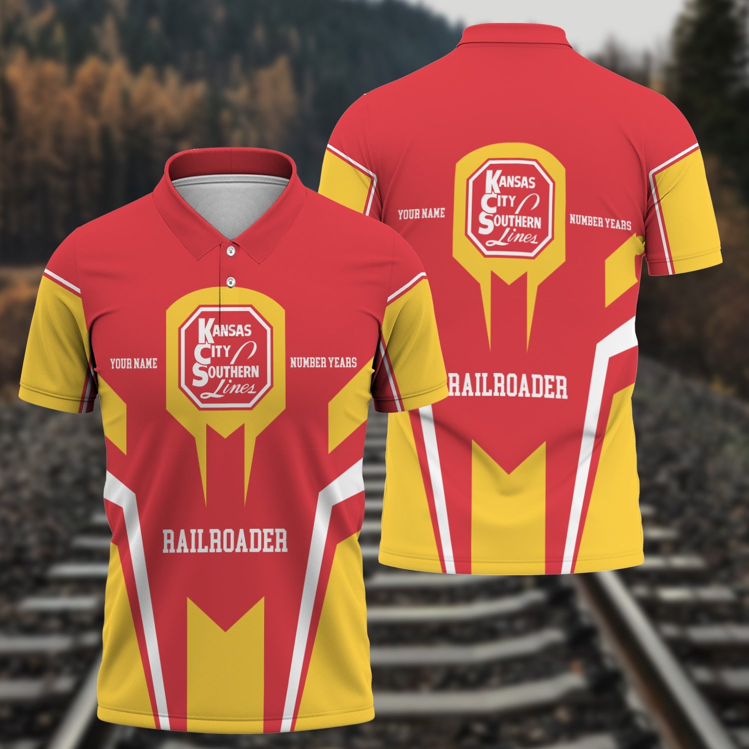 Railspirit Personalized Kansas City Southern Polo Shirt Custom Year Railroader Shirt Gift Idea For Train Lover