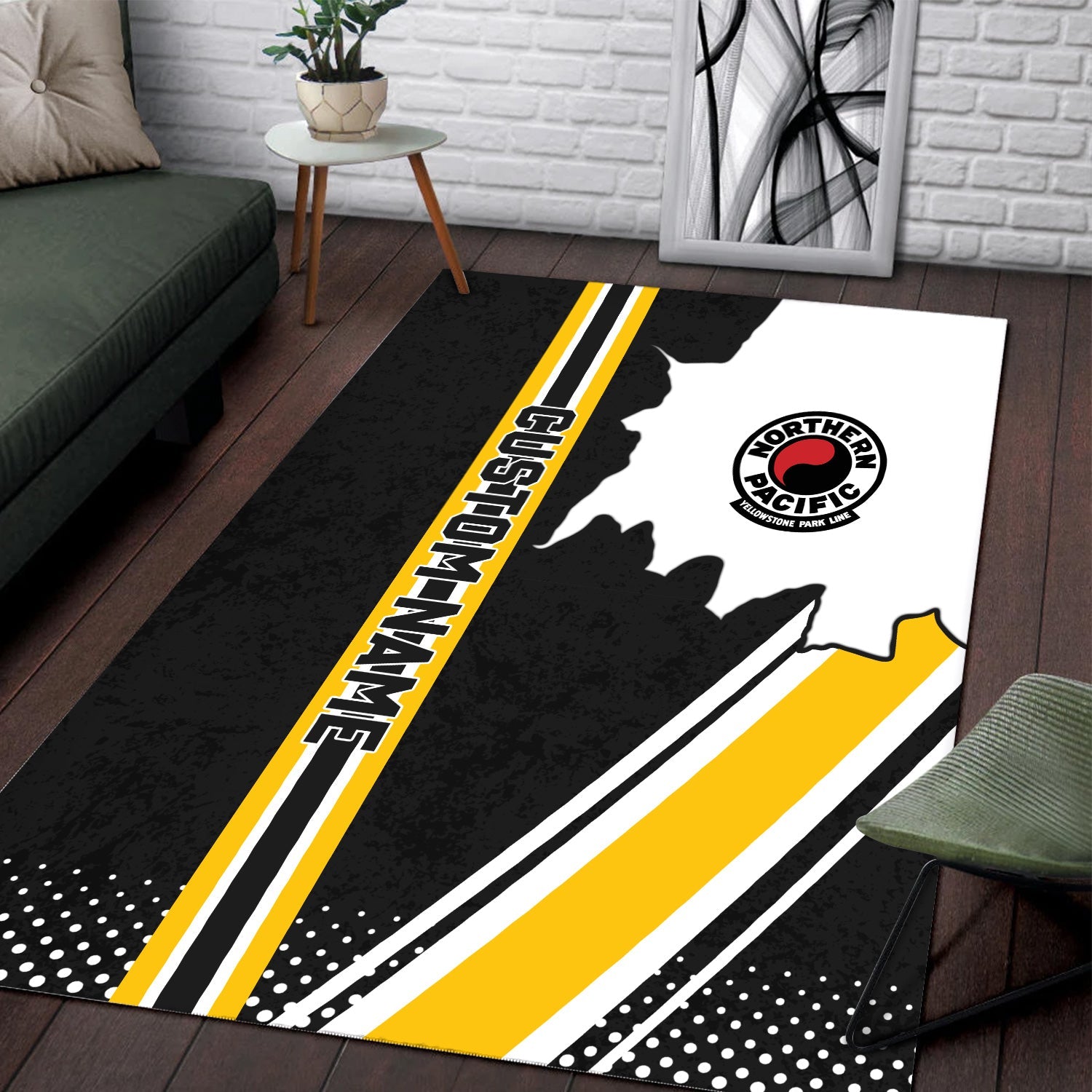 Railspirit Personalized Northern Pacific Railway Area Rug Vintage All Over Printed Rug