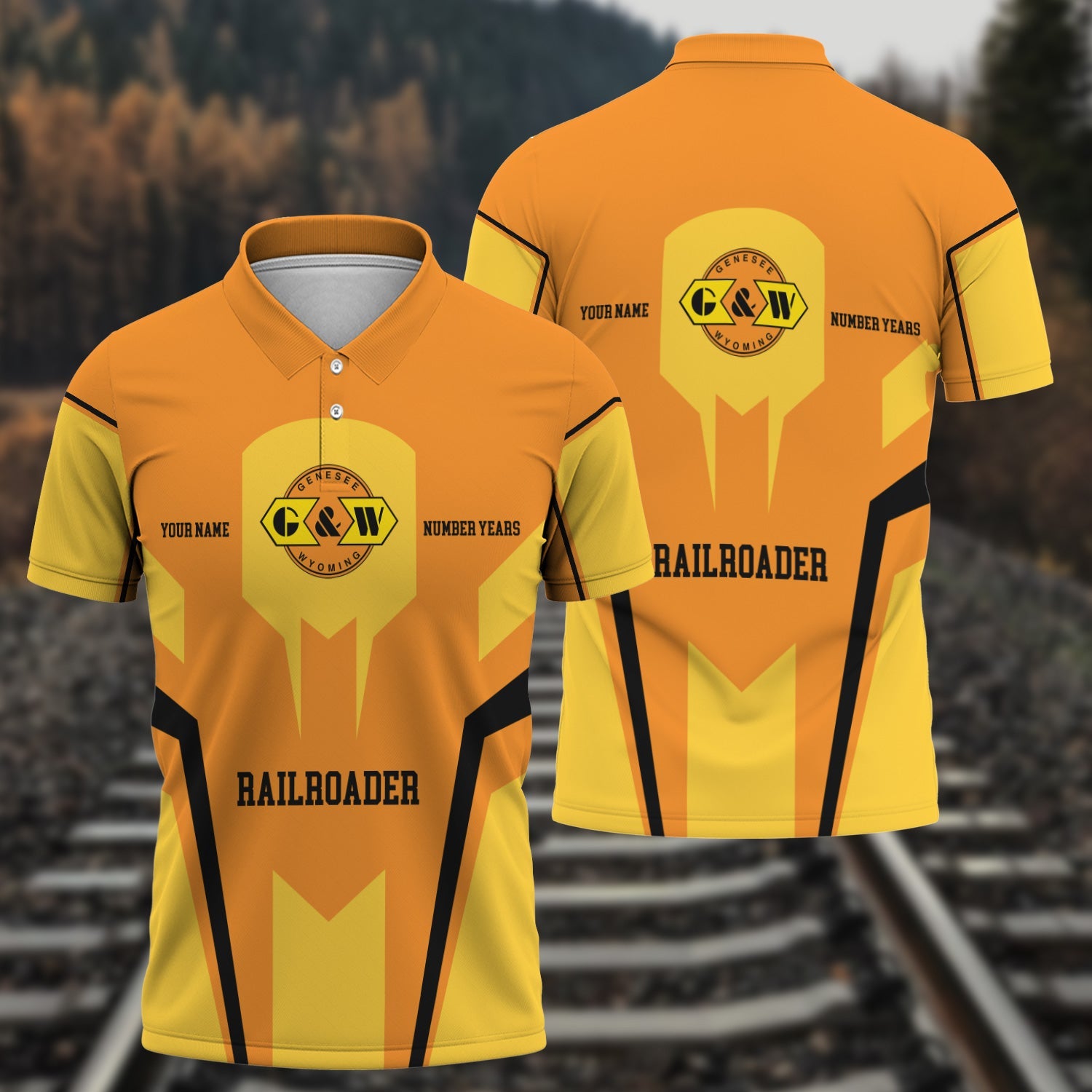 Railspirit Personalized Genesee & Wyoming Inc. Railroad Polo Shirt Custom Year Railroader Shirt Gift Idea For Train Lover