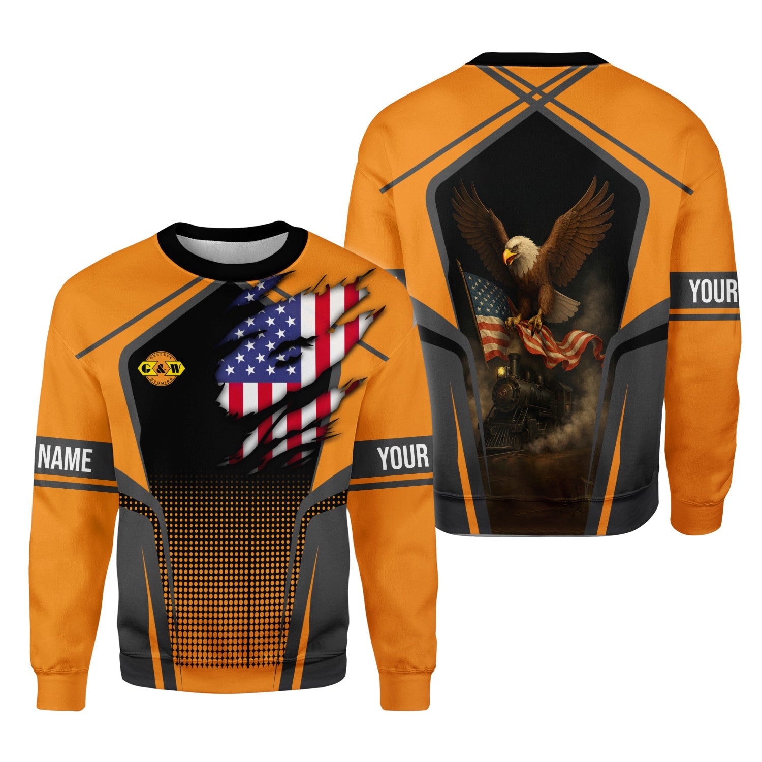 Railspirit Personalized Genesee & Wyoming Inc. Railroad Sweatshirt American Eagle Vintage Train Shirt