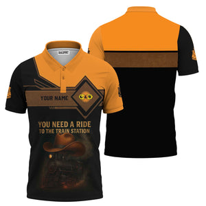 Railspirit Personalized Genesee & Wyoming Inc. Railroad Polo Shirt You Need A Ride To The Train Station Shirt For Train Lovers