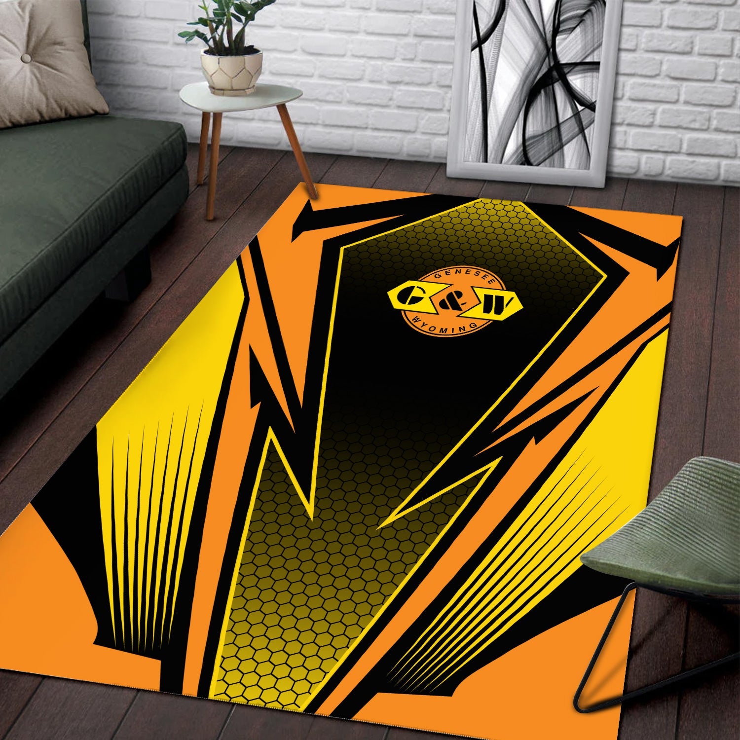 Railspirit Genesee & Wyoming Inc. Railroad Area Rug Lightning Graphic Style Rug Gift Idea For Train Lover