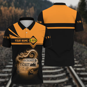 Railspirit Custom Name Genesee & Wyoming Inc. Railroad Polo Shirt American Train Ticket Printed Shirt