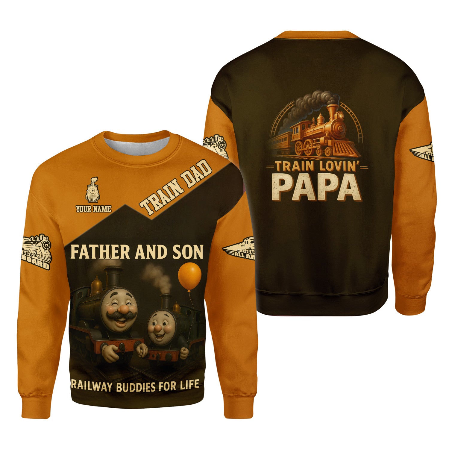 Railspirit Personalized Sweatshirt Father And Son Railway Buddies For Life Shirt Gift Idea For Train Lover