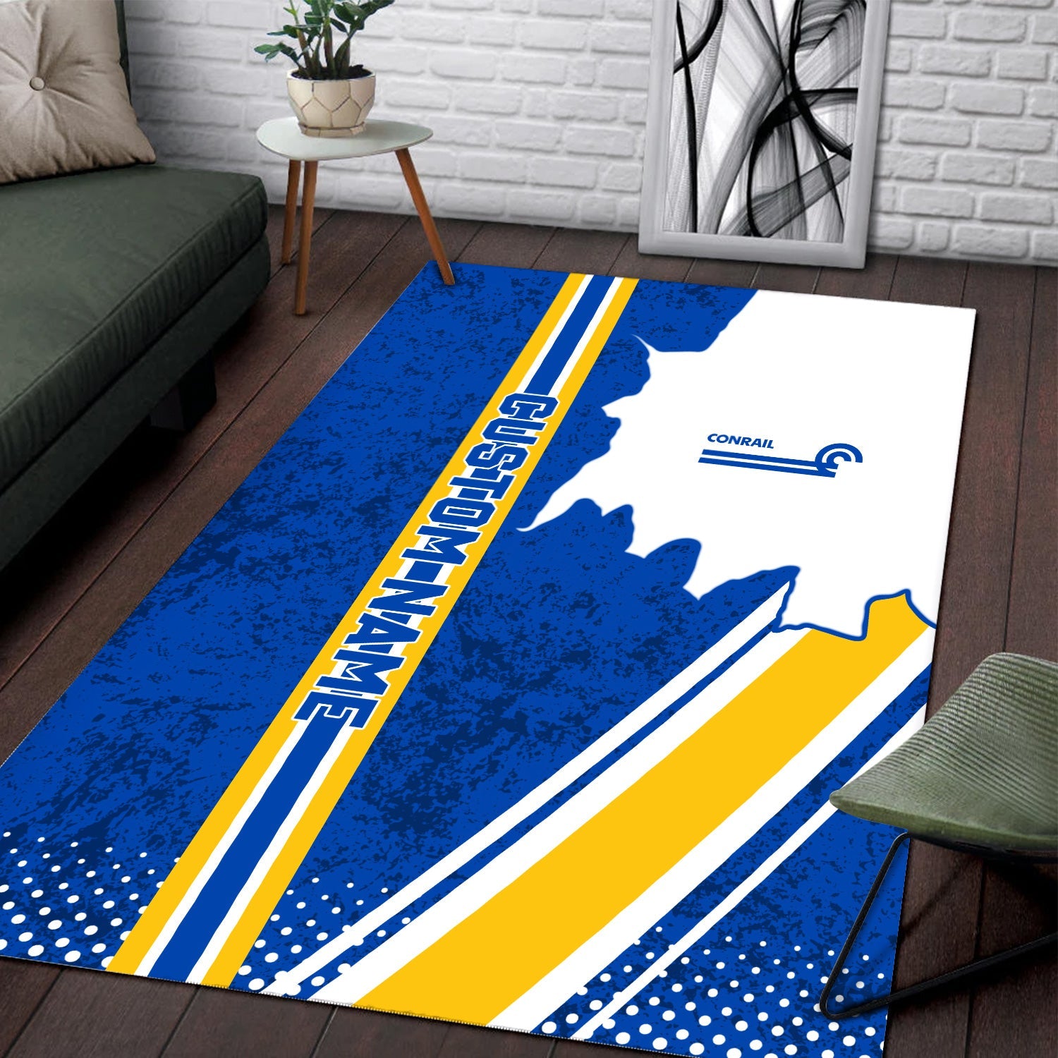 Railspirit Personalized Conrail Railroad Area Rug Vintage All Over Printed Rug