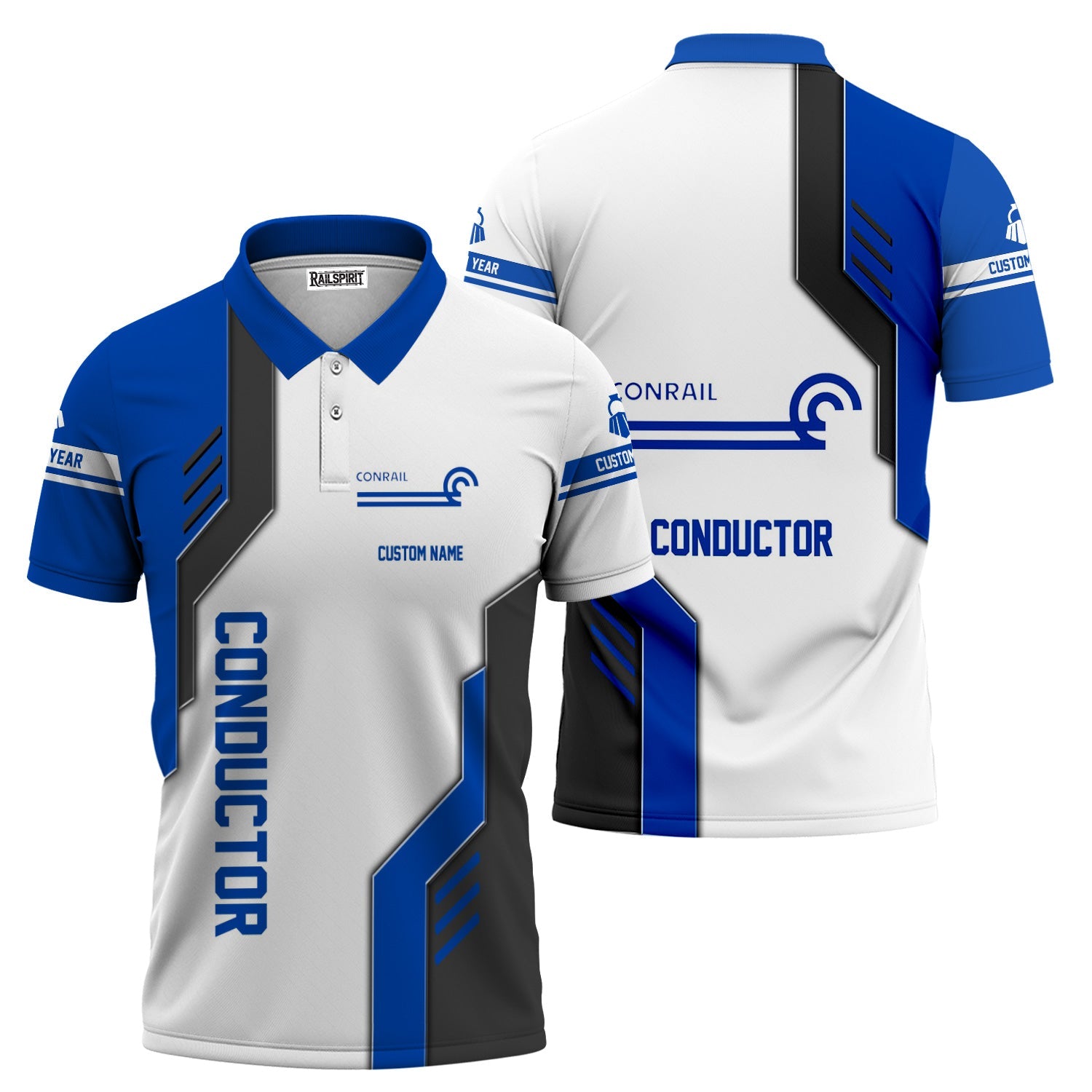 Railspirit Personalized Conrail Railroad Polo Shirt Unique Railway Style with Custom Job Train Shirt