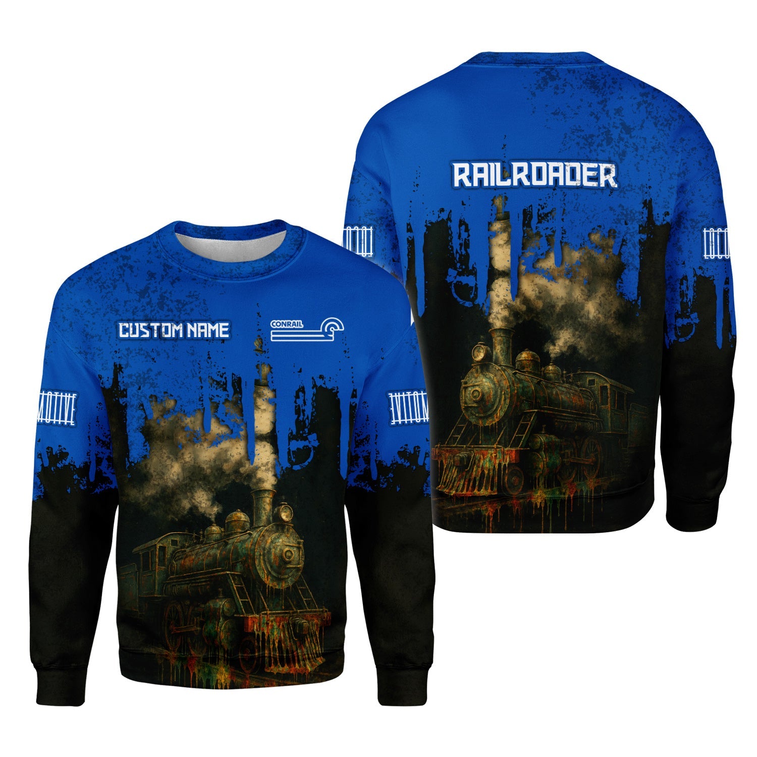 Railspirit Personalized Conrail Railroad Sweatshirt Vintage Train Art Style Shirt For Locomotive Fans
