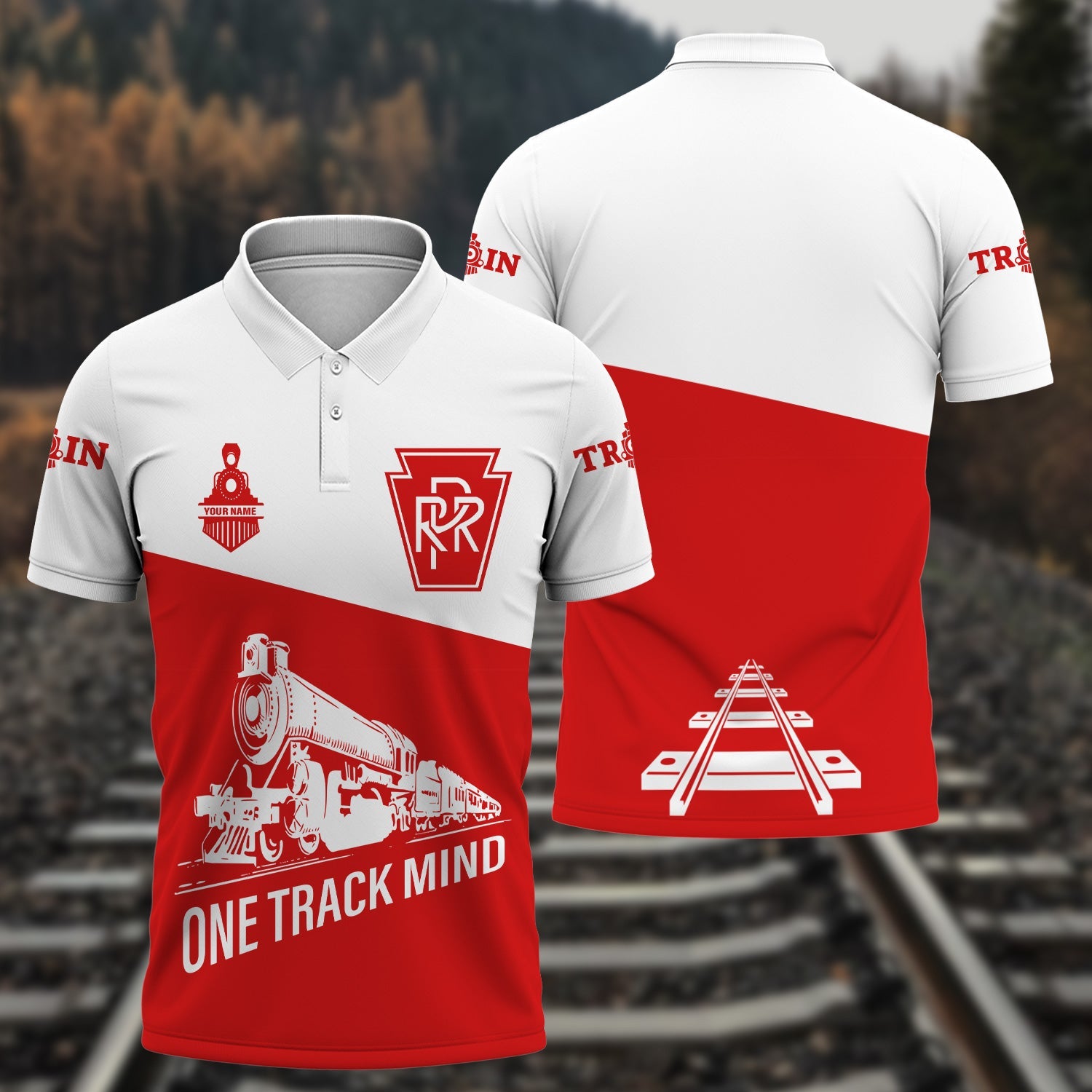 Railspirit Personalized Pennsylvania Railroad Polo Shirt One Track Mind Unisex Train Shirt Gift Idea For Train Lover