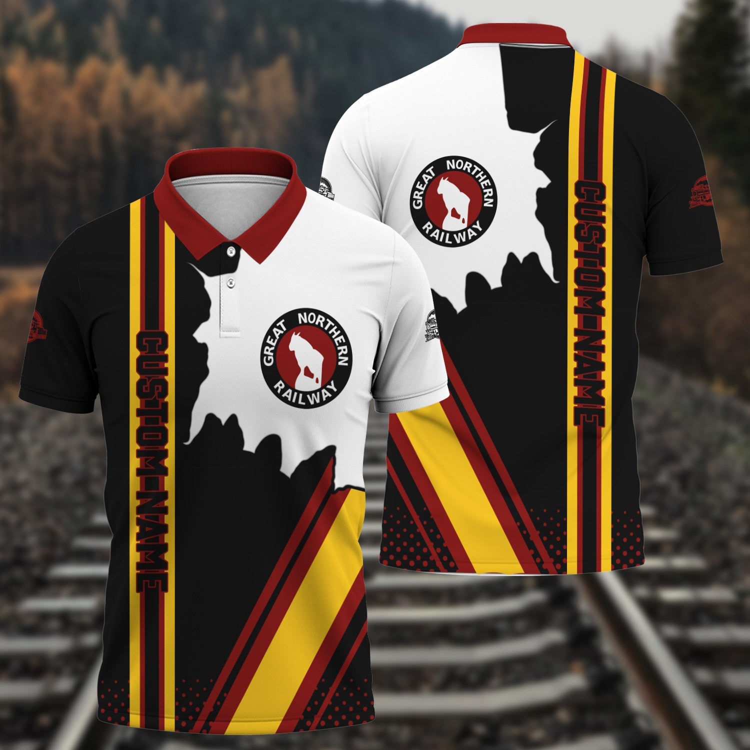 Railspirit Personalized Great Northern Railway Polo Shirt GNR All Over Printed Unisex Shirt