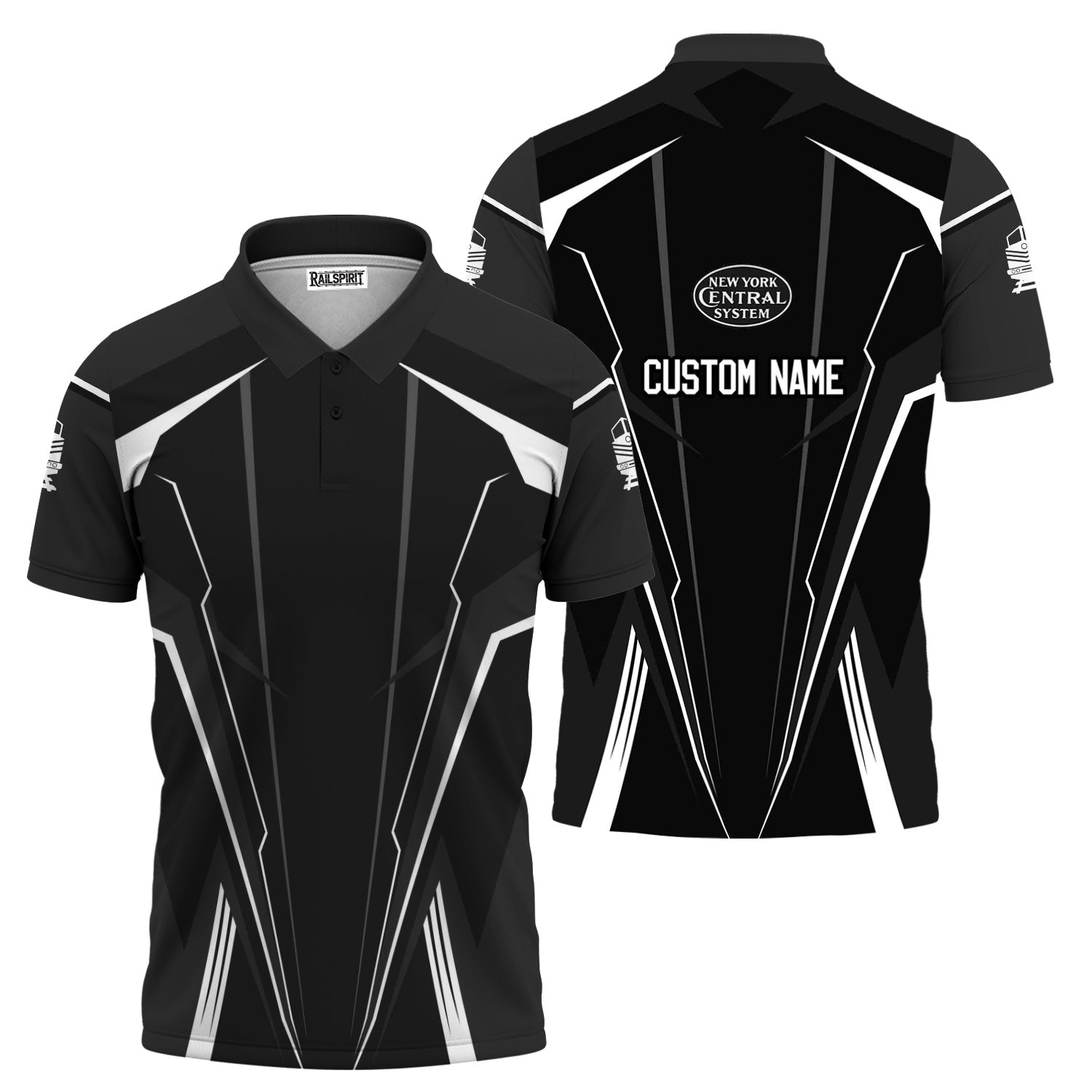 Railspirit Personalized New York Central Railroad Polo Shirt Lightning-Edge Design Train Shirt For Railroad Lovers