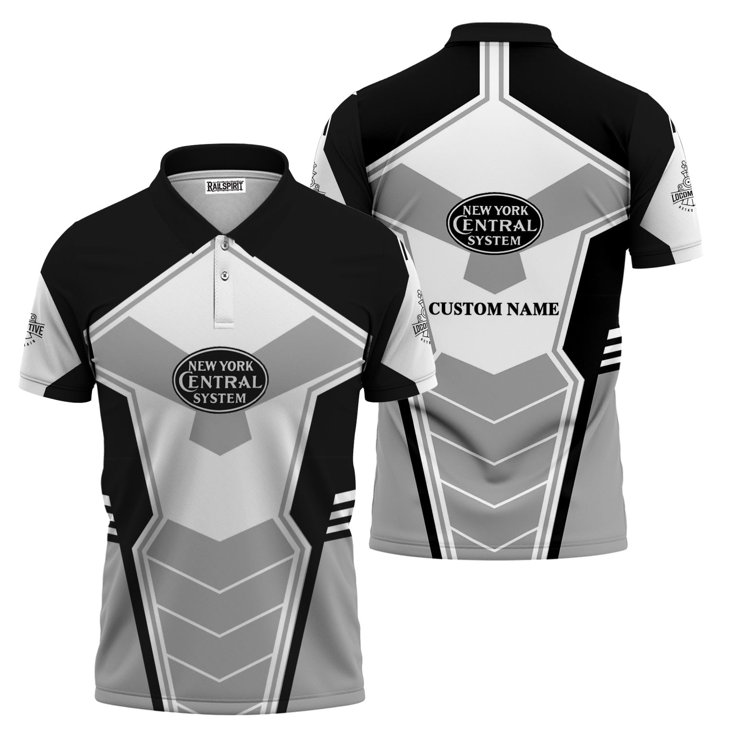 Railspirit Personalized New York Central Railroad Polo Shirt Engine-Inspired Style Train Shirt for Railroad Fanatic