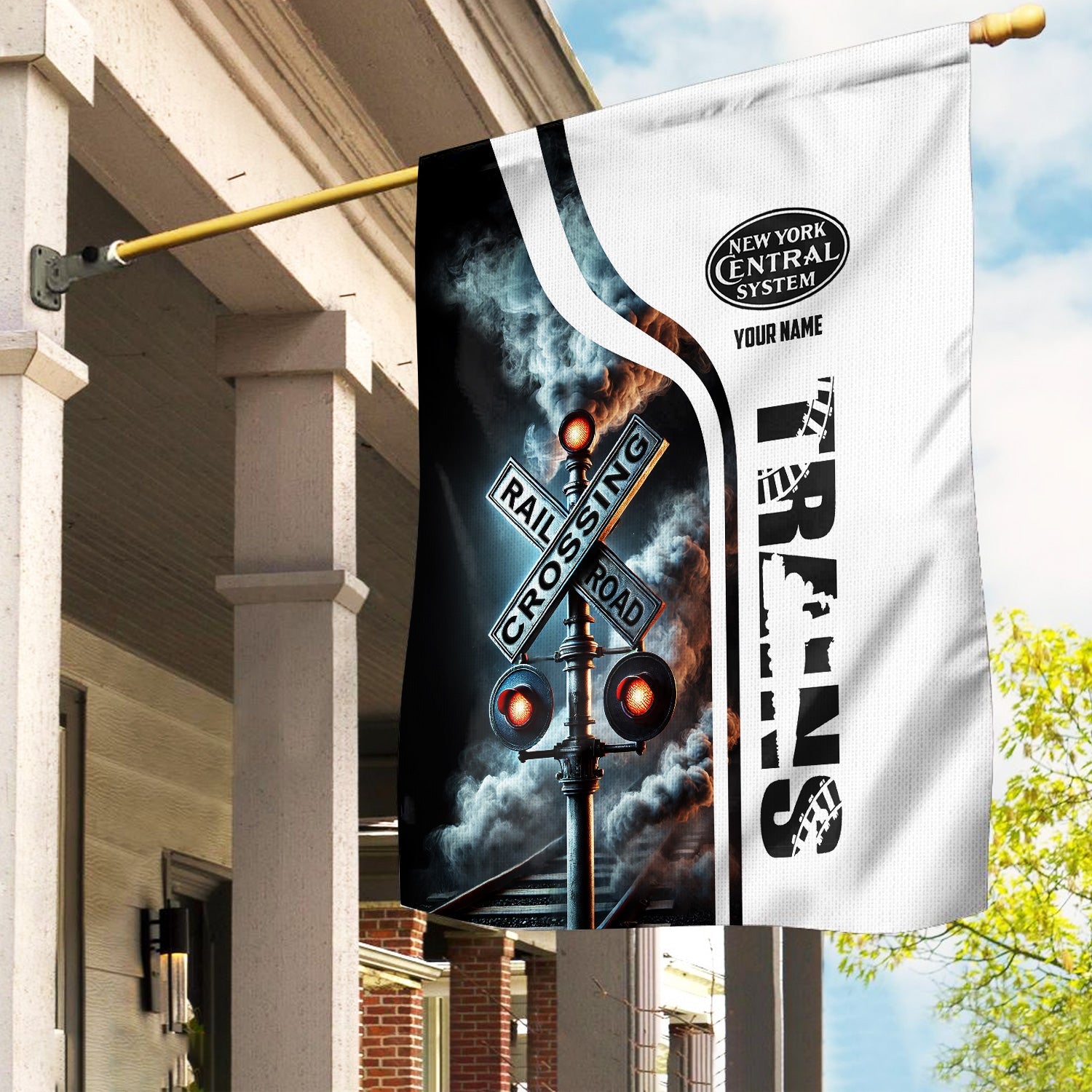 Railspirit Personalized New York Central Railroad Garden Flag Railroad Crossing Sign Flag All Over Print