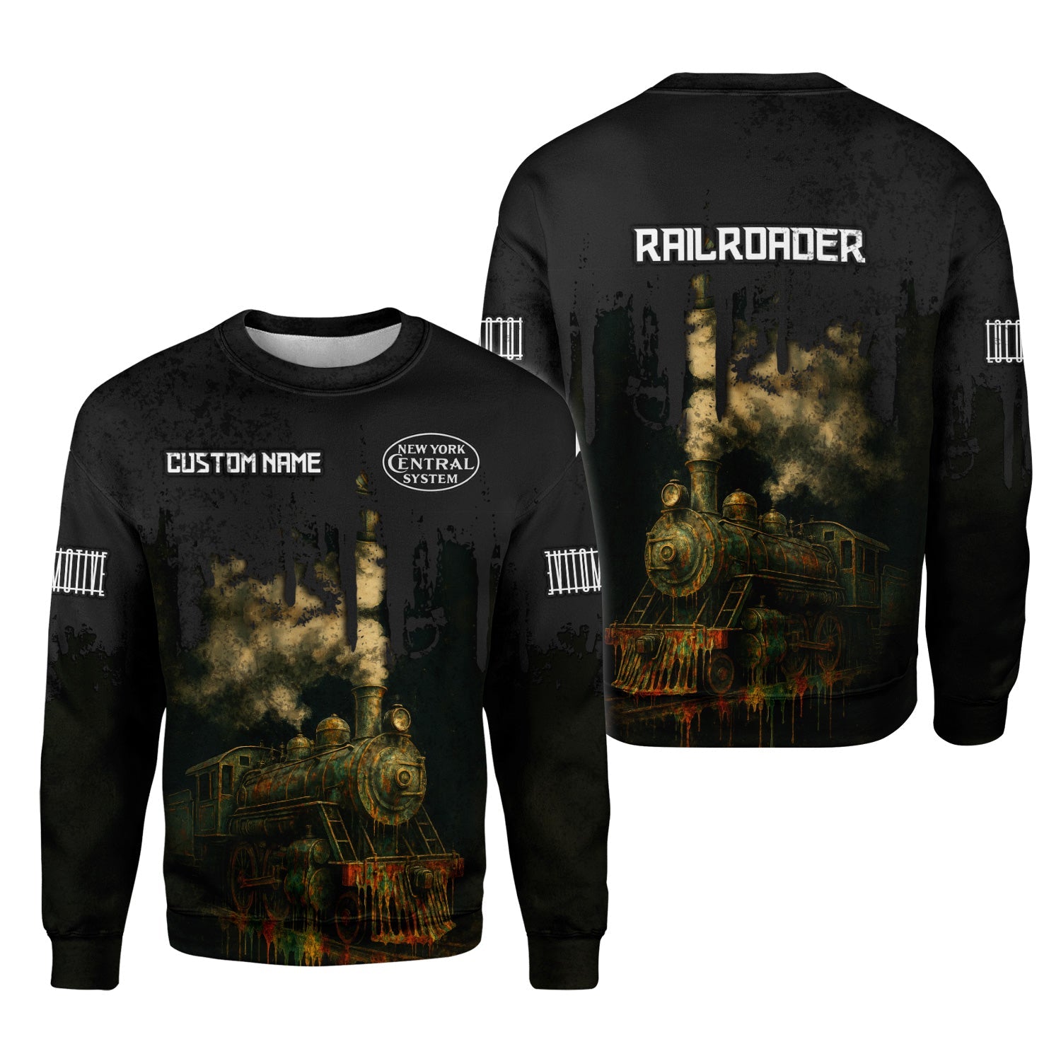 Railspirit Personalized New York Central Railroad Sweatshirt Vintage Train Art Style Shirt For Locomotive Fans