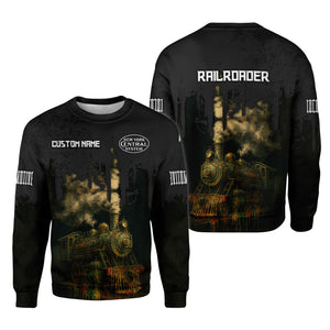 Railspirit Personalized New York Central Railroad Sweatshirt Vintage Train Art Style Shirt For Locomotive Fans