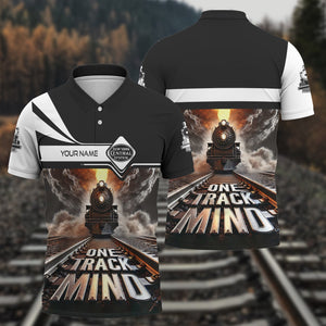 Railspirit Personalized New York Central Railroad Polo Shirt One Track Mind Train Printed Shirt