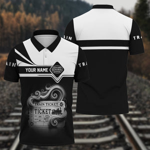 Railspirit Custom Name New York Central Railroad Polo Shirt American Train Ticket Printed Shirt
