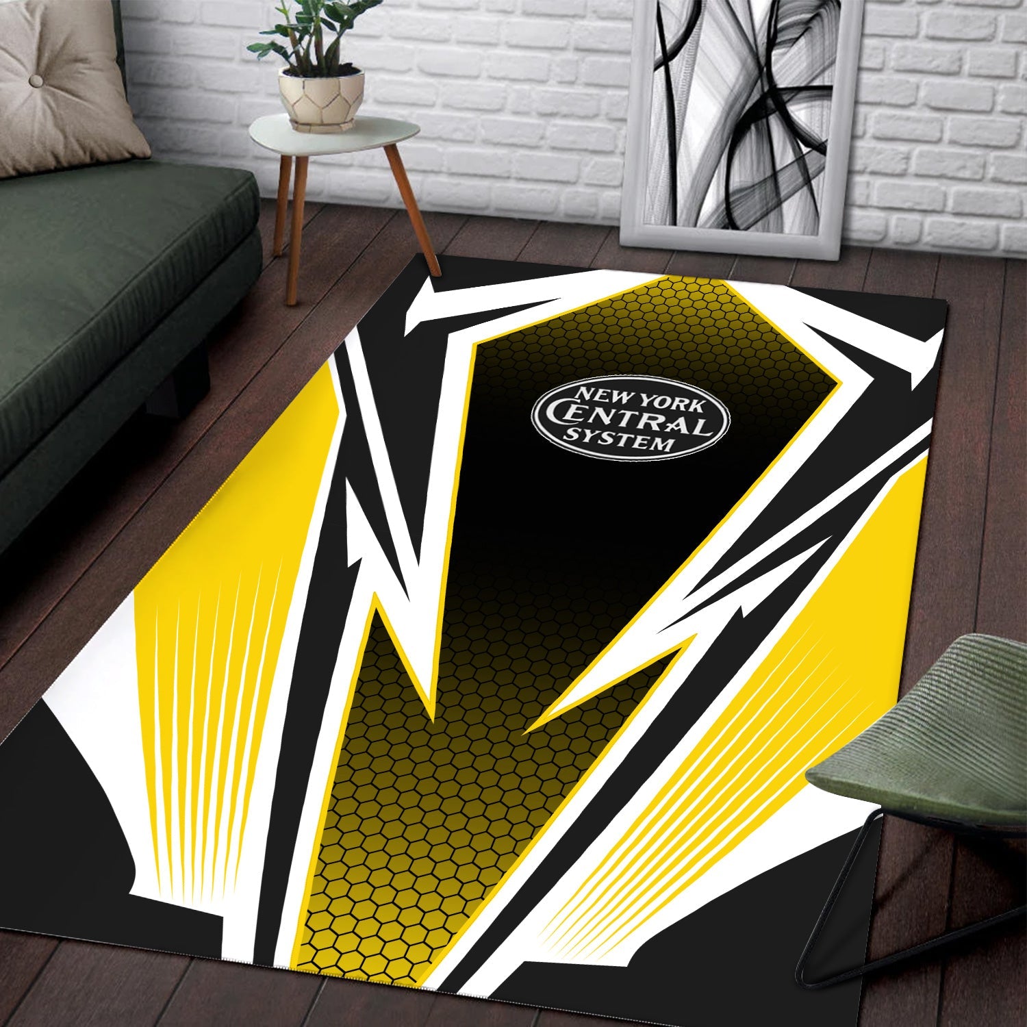 Railspirit New York Central Railroad Area Rug Lightning Graphic Style Rug Gift Idea For Train Lover