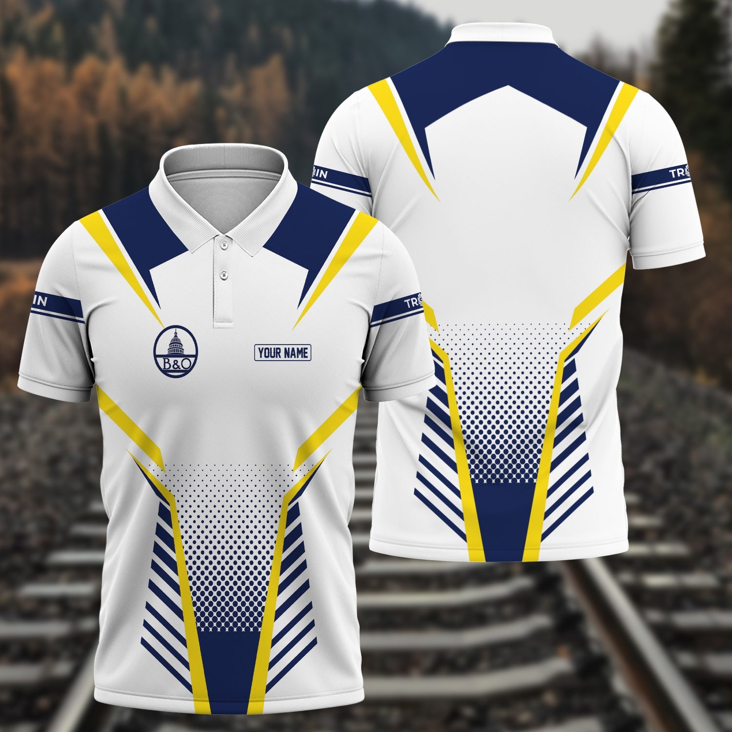 Railspirit Personalized Baltimore and Ohio Railroad Polo Shirt Unisex B&O Train Shirt All Over Print