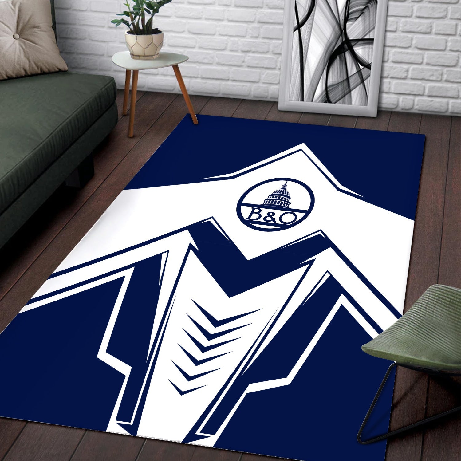 Railspirit Baltimore and Ohio Railroad Area Rug Railway Trainspotter Style B&O Rug Gift Idea For Foamers