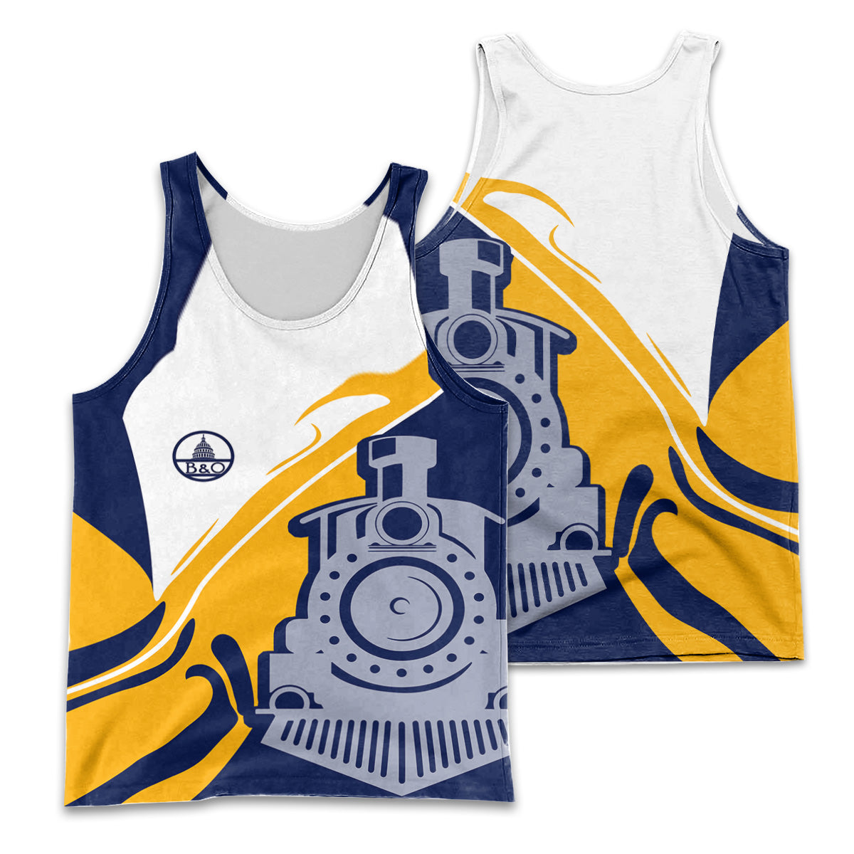 Railspirit Personalized Baltimore and Ohio Railroad Men Tank Top Flame-Inspired Style B&O Shirt Gift Idea For Train Lovers