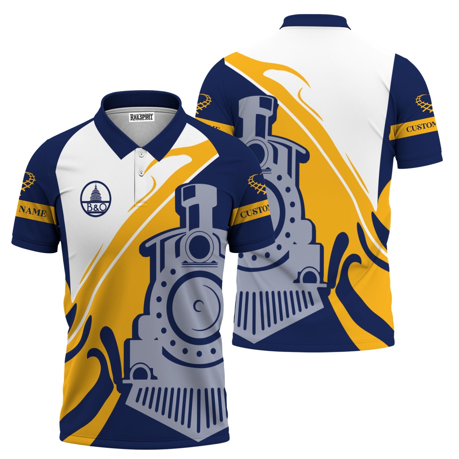 Railspirit Personalized Baltimore and Ohio Railroad Polo Shirt Flame-Inspired Style B&O Shirt Gift Idea For Train Lovers