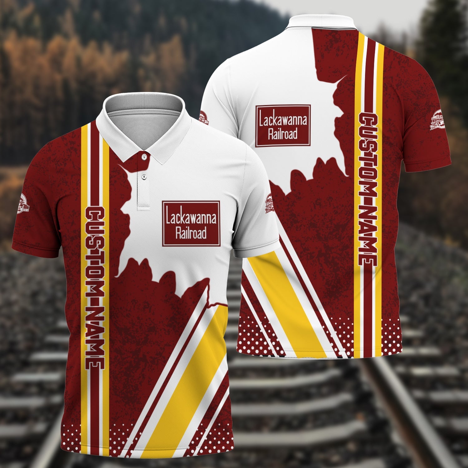 Railspirit Personalized Delaware, Lackawanna and Western Railroad Polo Shirt DL&W All Over Printed Unisex Shirt