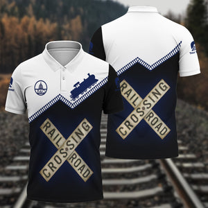 Railspirit Personalized Baltimore and Ohio Railroad Polo Shirt Railroad Crossing Printed Train Track Shirt
