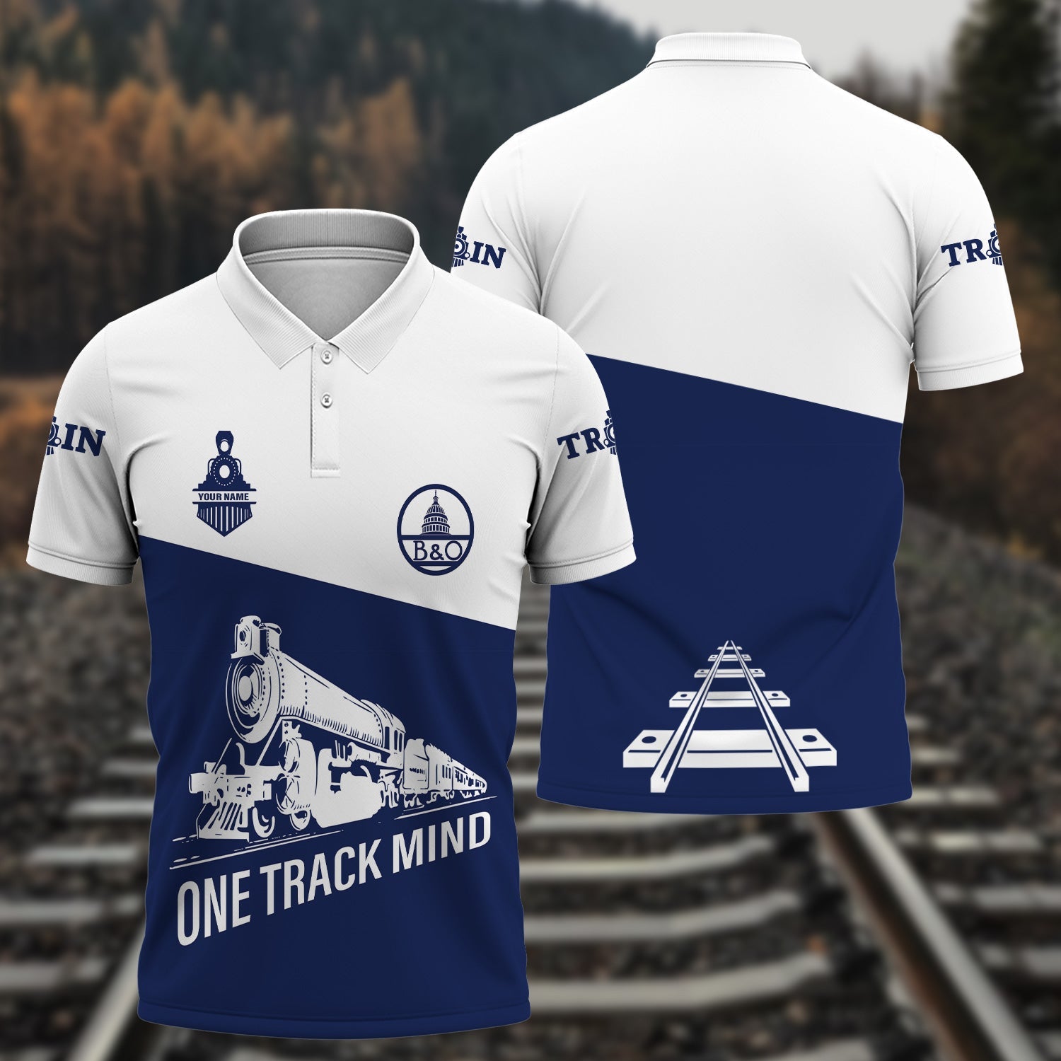 Railspirit Personalized Baltimore and Ohio Railroad Polo Shirt One Track Mind Unisex Train Shirt Gift Idea For Train Lover