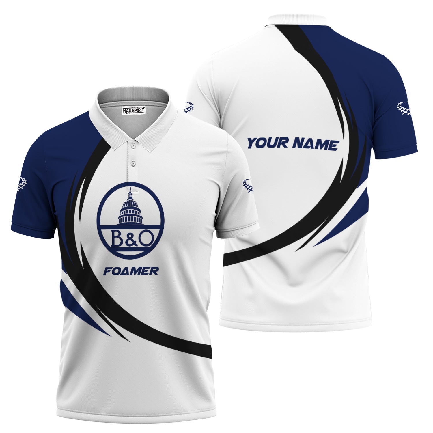 Railspirit Personalized Baltimore and Ohio Railroad Polo Shirt Unique Graphic Style B&O Shirt For Train Enthusiasts