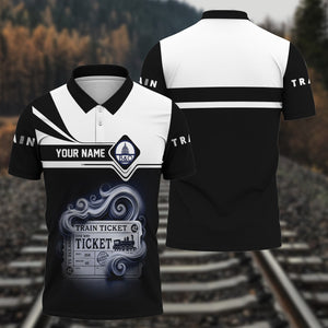 Railspirit Custom Name Baltimore and Ohio Railroad Polo Shirt American Train Ticket B&O Printed Shirt