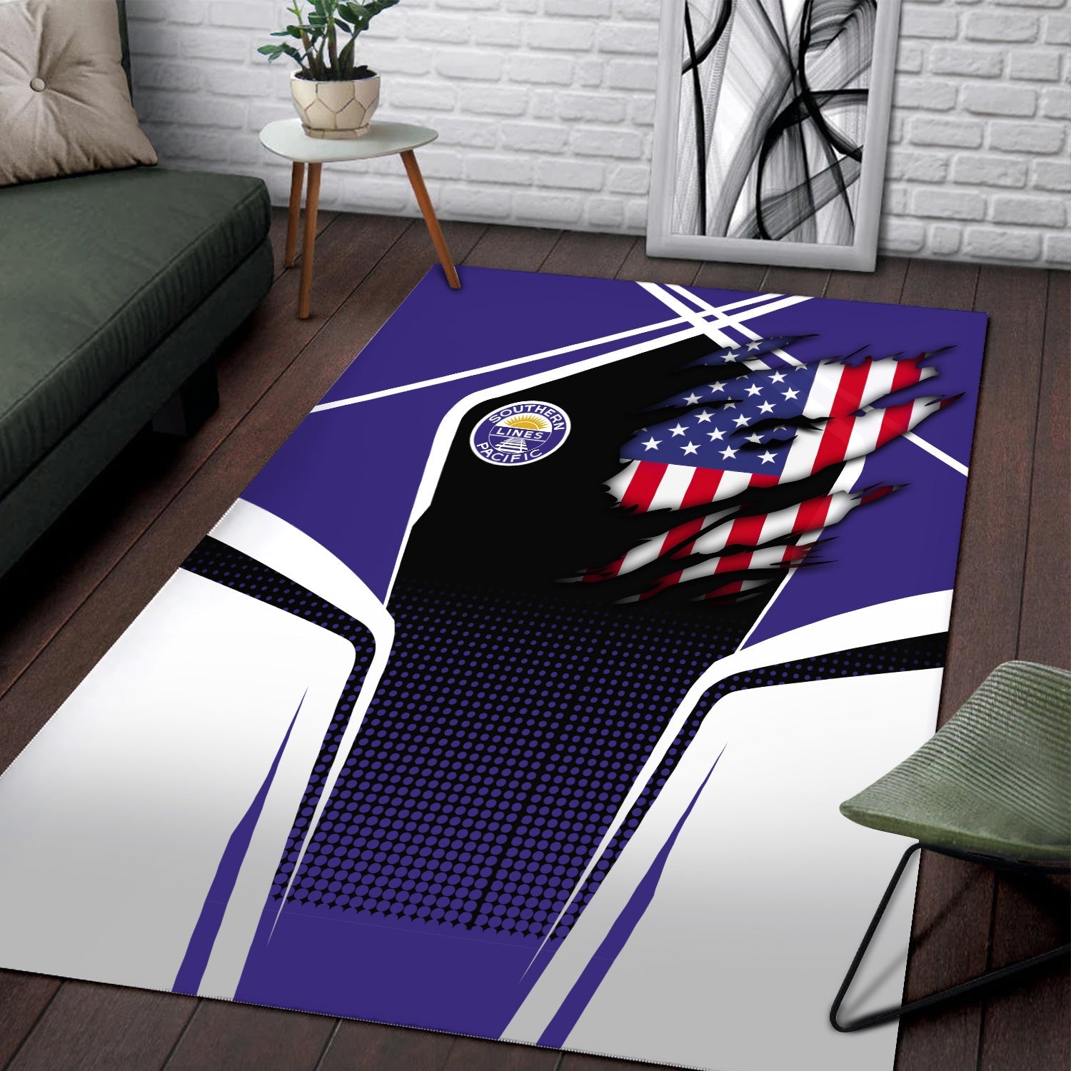 Railspirit Personalized Southern Pacific Railroad Area Rug American Eagle Vintage Train Rug