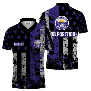 Railspirit Personalized Southern Pacific Railroad Polo Shirt Artistic Paint American Flag Style Train Shirt