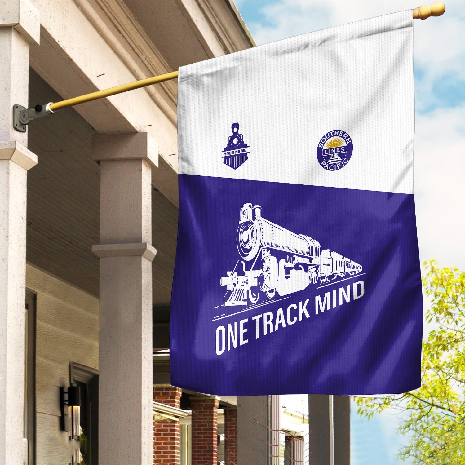 Railspirit Personalized Southern Pacific Railroad Garden Flag One Track Mind Flag Gift Idea For Train Lover