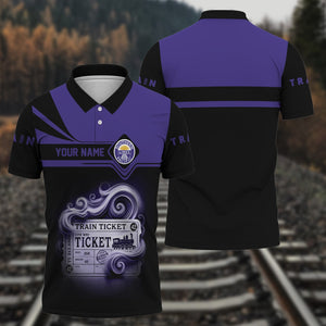 Railspirit Custom Name Southern Pacific Railroad Polo Shirt American Train Ticket Printed Shirt