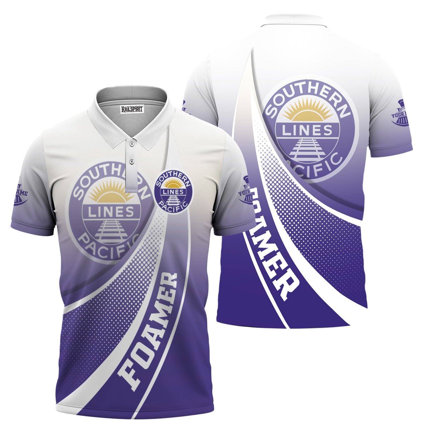 Railspirit Personalized Southern Pacific Railroad Polo Shirt Railway-Themed Style Shirt Gift Idea For Trainspotter