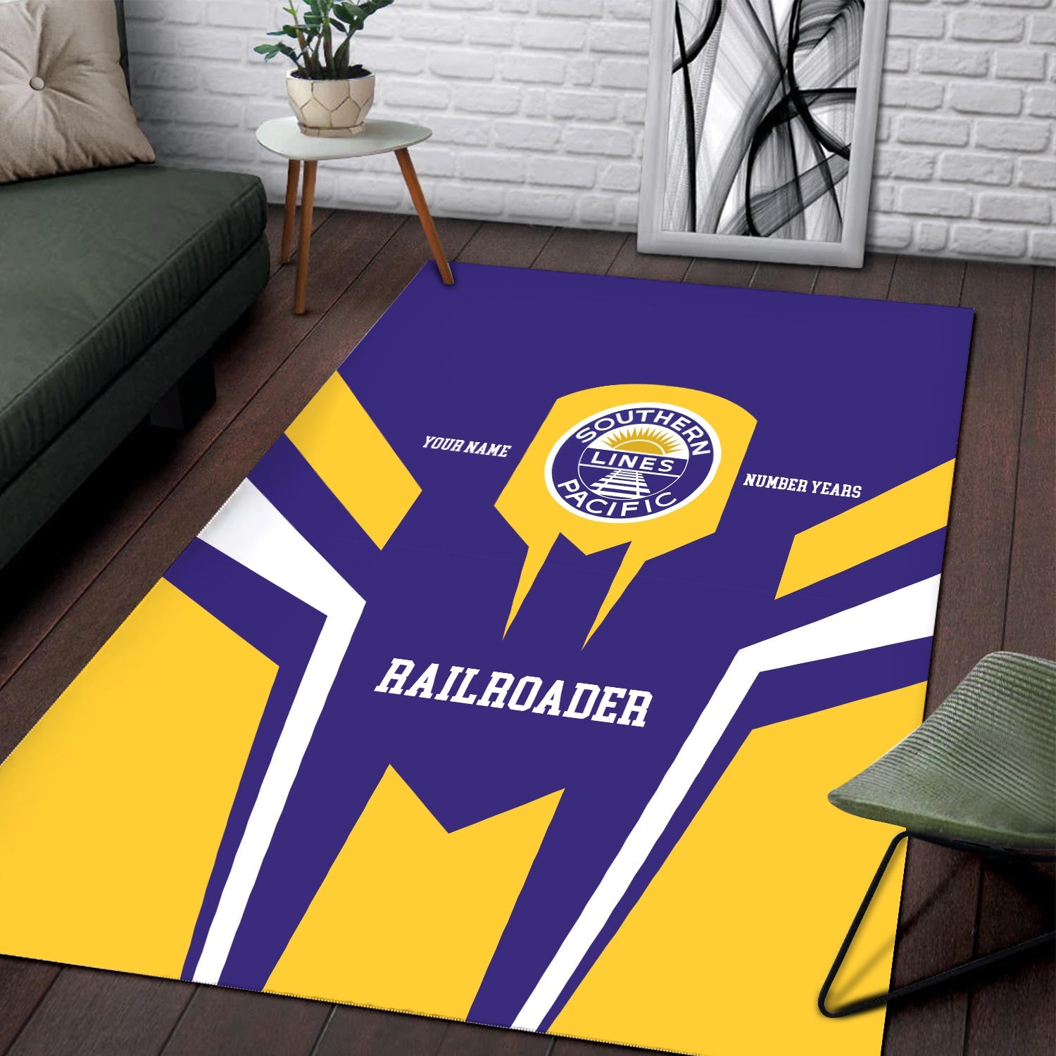 Railspirit Personalized Southern Pacific Railroad Area Rug Custom Year Railroader Rug Gift Idea For Train Lover