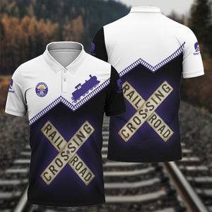 Railspirit Personalized Southern Pacific Railroad Polo Shirt Railroad Crossing Printed Train Track Shirt