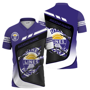 Railspirit Personalized Southern Pacific Railroad Polo Shirt Ripped Texture Style Train Shirt For Railroad Fanatic