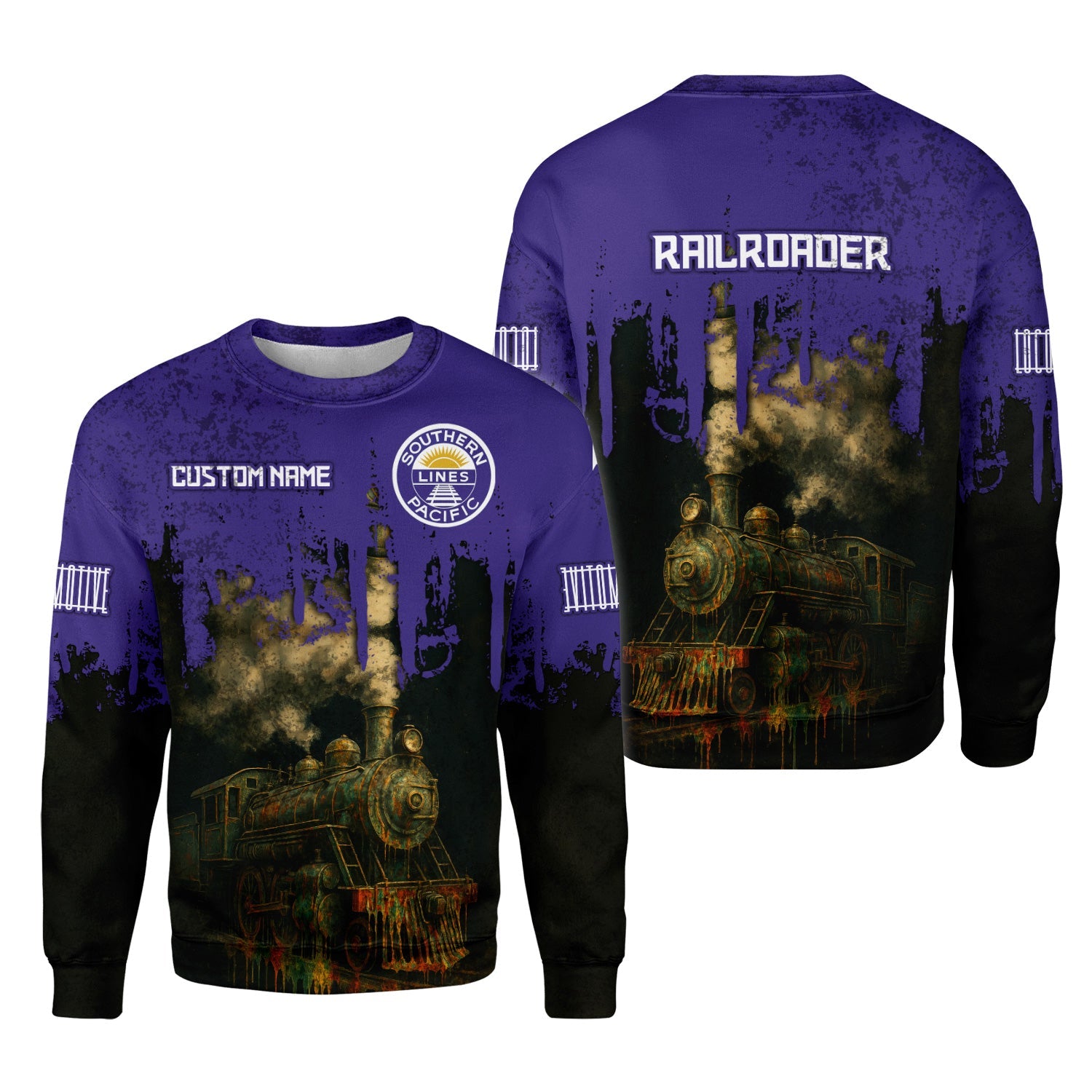Railspirit Personalized Southern Pacific Railroad Sweatshirt Vintage Train Art Style Shirt For Locomotive Fans