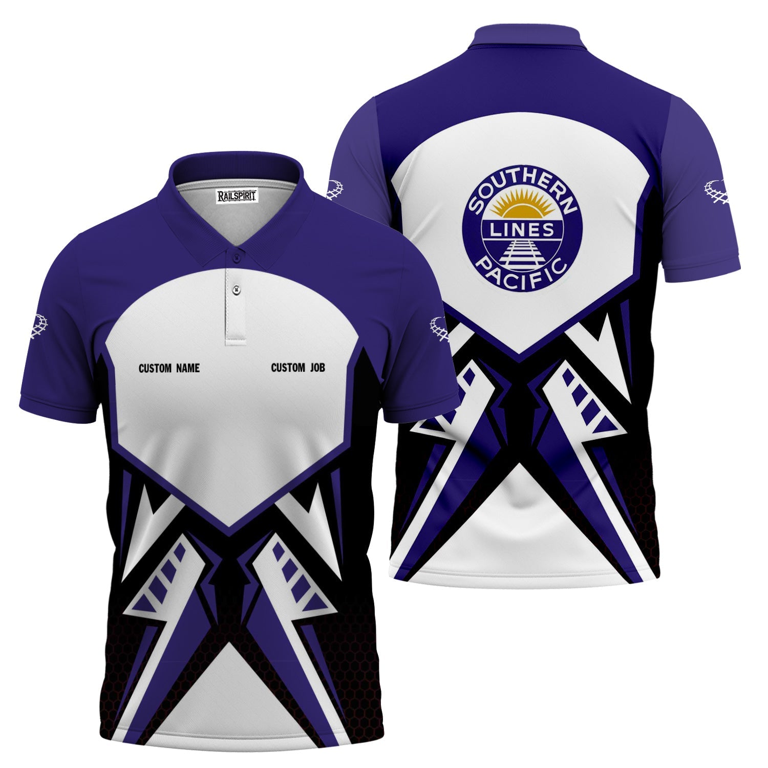 Railspirit Personalized Southern Pacific Railroad Polo Shirt Vibriant Style with Custom Position Train Shirt