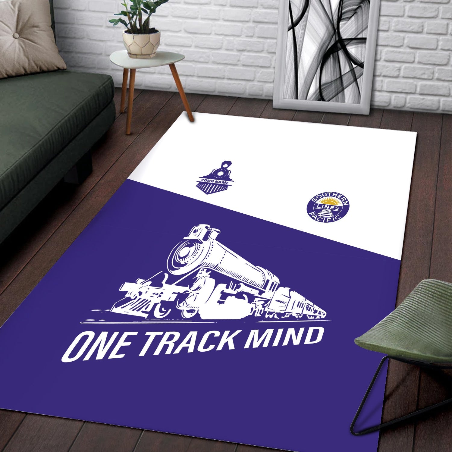 Railspirit Personalized Southern Pacific Railroad Area Rug One Track Mind Train Rug Gift Idea For Train Lover