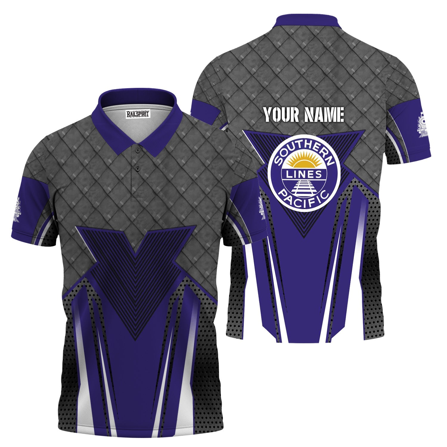 Railspirit Personalized Southern Pacific Railroad Polo Shirt Rugged Steel Vibes Train Shirt All Over Print