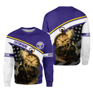 Railspirit Personalized Southern Pacific Railroad Sweatshirt Classic Steam Engine With Retro Pocket Watch Shirt All Over Print