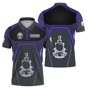 Railspirit Personalized Southern Pacific Railroad Polo Shirt Steam Locomotive Engine Graphic Train Shirt All Over Print