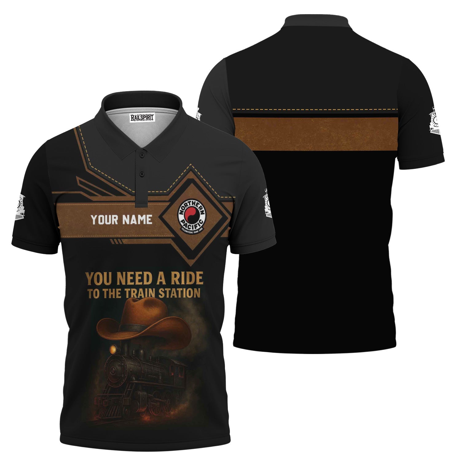 Railspirit Personalized Northern Pacific Railway Polo Shirt You Need A Ride To The Train Station Shirt For Train Lovers