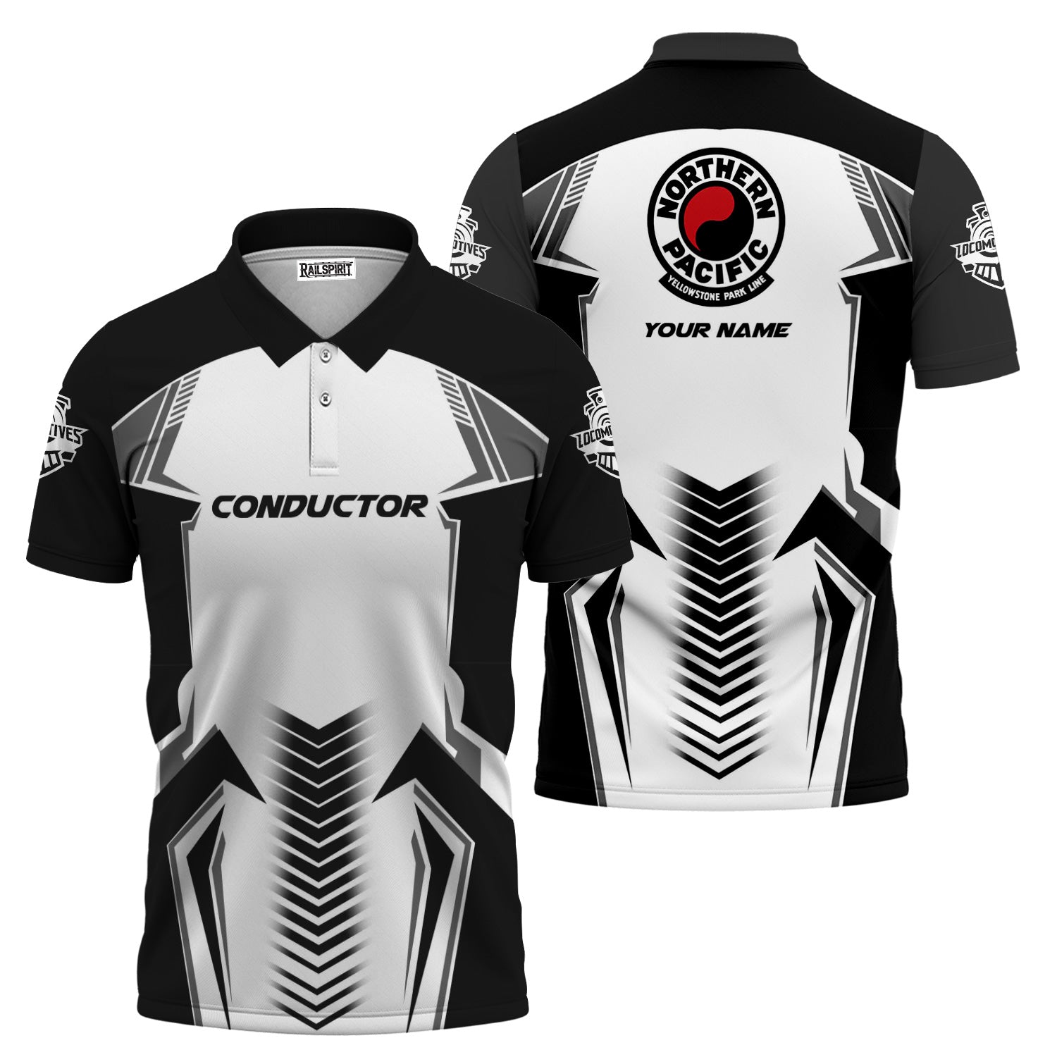 Railspirit Personalized Northern Pacific Railway Polo Shirt Standout Style with Custom Position Train Shirt