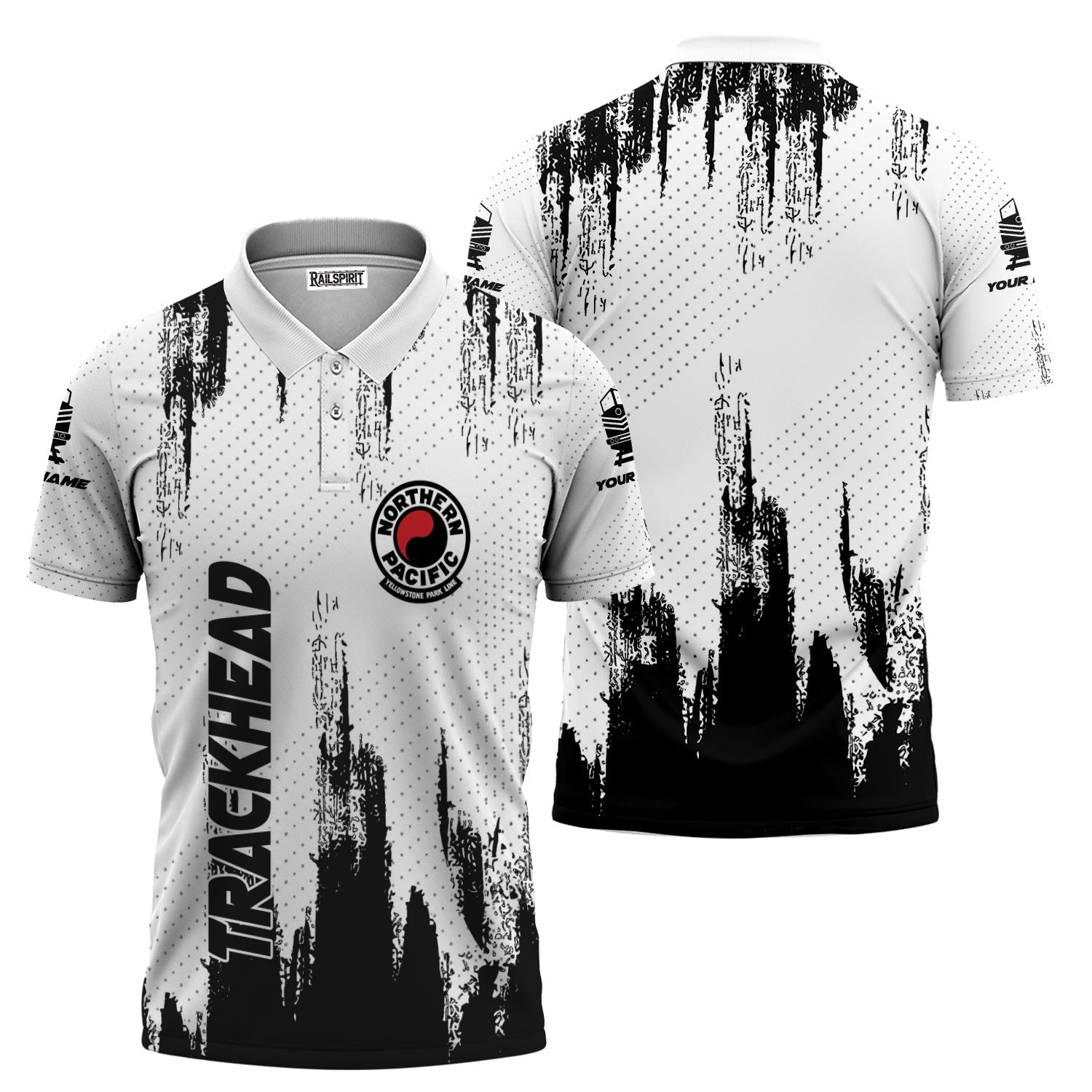 Railspirit Personalized Northern Pacific Railway Polo Shirt Paint Impact Design Train Shirt for Trackhead