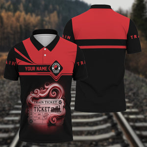 Railspirit Custom Name Northern Pacific Railway Polo Shirt American Train Ticket Printed Shirt