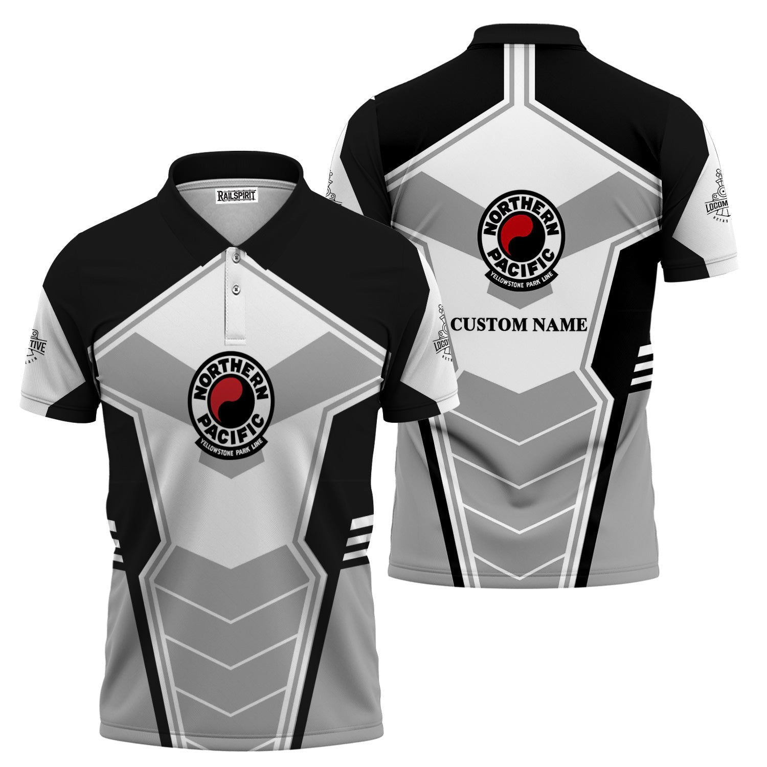 Railspirit Personalized Northern Pacific Railway Polo Shirt Engine-Inspired Style Train Shirt for Railroad Fanatic